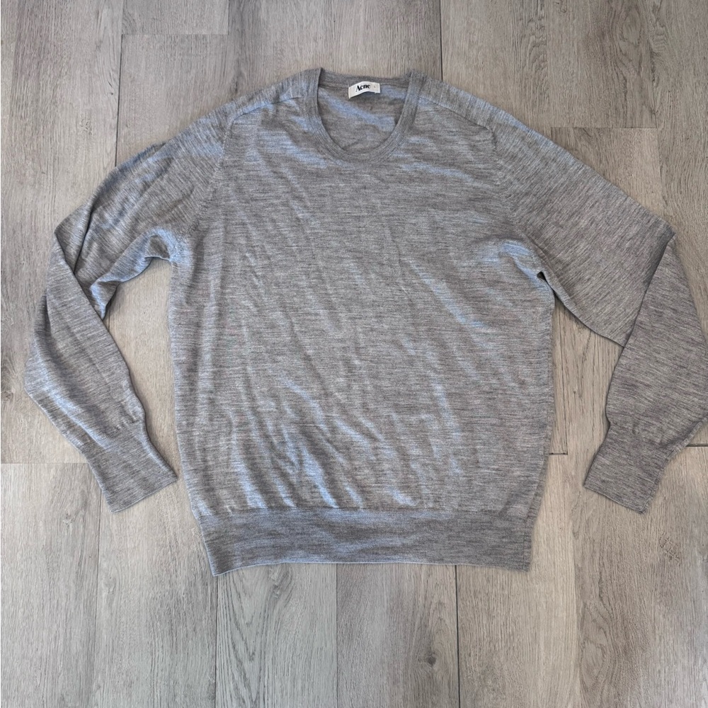 Acne Studios Men’s Crew Neck 100% Wool Pullover Sweater Size Large Grey